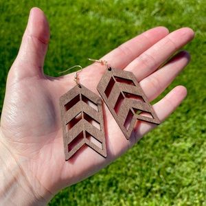 Wood Arrow Earrings Geometric Dangle Native Bohemian Gypsy Western Jewelry NEW